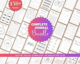 Ultimate journal bundle 2025 Premade journal pages printable Yearly trackers Bujo printable Digital journal Monthly trackers Bullet journal