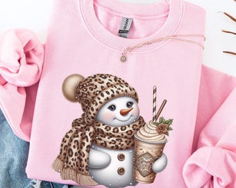 Cute Snowman Coffee Sweater, Snowman Christmas Sweatshirt Gift For Baristas, Coffee Lover Gift, Cozy Winter Trip Sweater, Christmas Crewneck