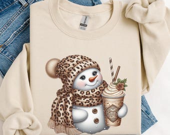 Cute Snowman Coffee Sweater, Snowman Christmas Sweatshirt Gift For Women, Coffee Lover Gift, Cozy Winter Christmas Crewneck, Tis The Season