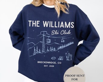 Family Ski Trip Matching Sweatshirt, Custom Group Skiing Vacation Crewneck, Winter Trip Cabin Sweater, Personalized Mountain Slopes Squad