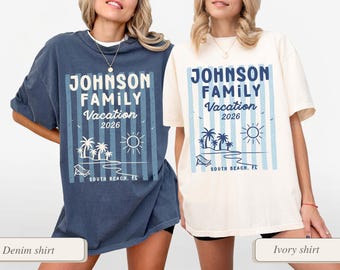 Custom Family Vacation Shirt, Matching Beach Crew Shirts, Summer Family Reunion Comfort Colors Tee, Tropical Coastal Girls Trip Shirt Gift
