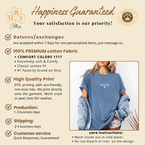 May include: A blue t-shirt with the word "latina" printed on the front. The shirt is made of 100% premium cotton and is available in a variety of colors. The shirt is also available in a variety of sizes. The shirt is perfect for everyday wear.