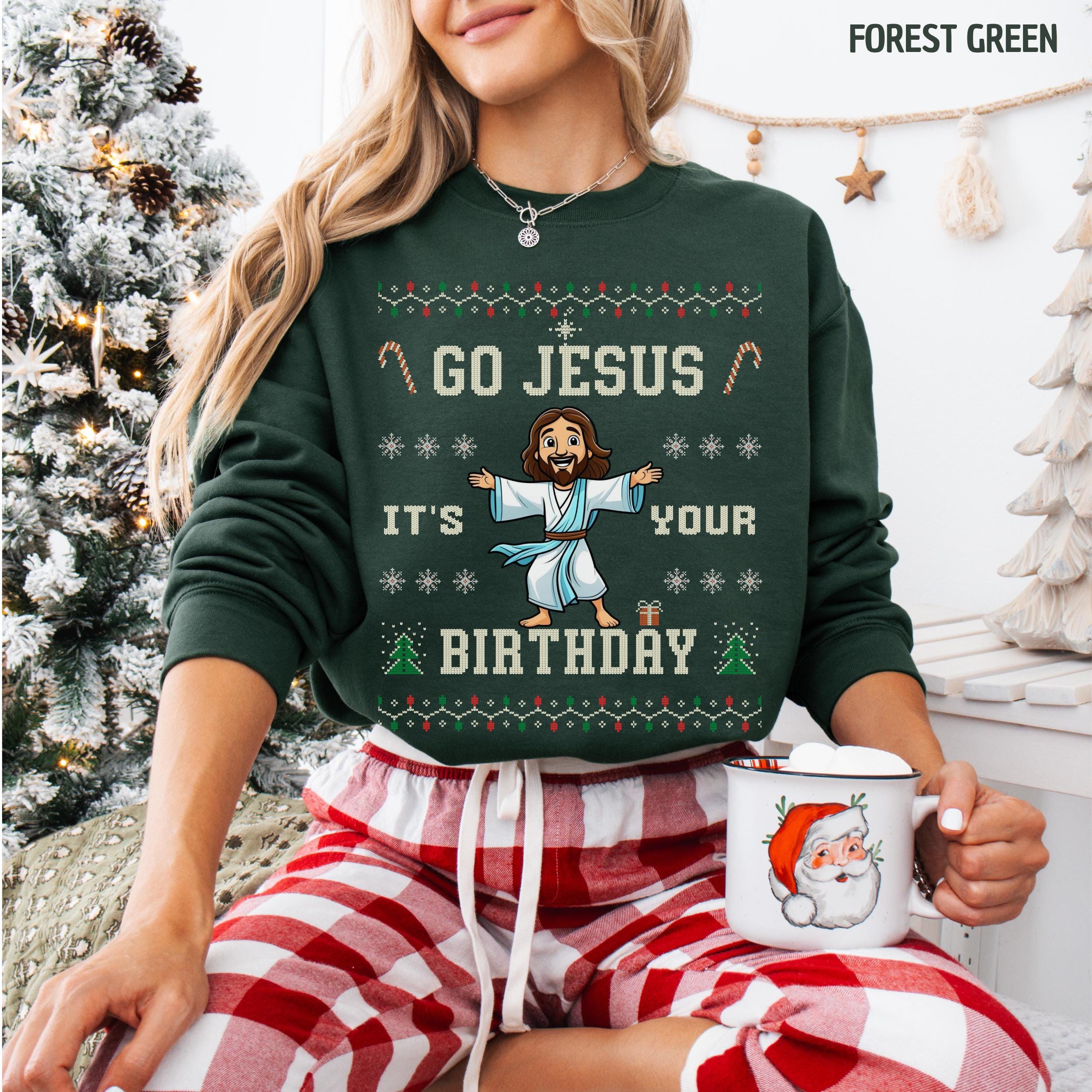 Shirtgeil Maglione di Natale Go Jesus It's Your Birthday Maglione per Bambini e Ragazzi 3-4 Anni (104) Blu