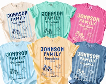 Custom Family Vacation Shirt, Matching Beach Crew Shirts, Summer Family Reunion Comfort Colors Tee, Tropical Coastal Girls Trip Shirt Gift