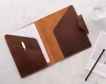 Personalized Leather Portfolio: A5 Notebook Cover, Corporate Gift