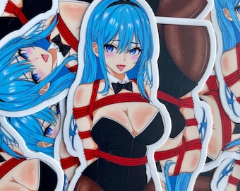 Rude Katana Shibari Bunny Girl Die Cut Vinyl Sticker