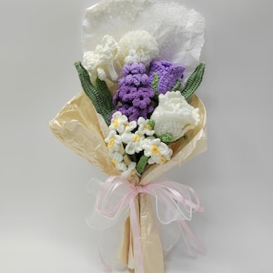 Crochet flowers bouquet handmade, Hyacinth bouquet, Tulip bouquet, Rose,2025 Gift for Graduates/Birthday/Anniversary