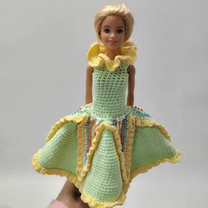 Knitted Clothes for Doll Green & Yellow Crochet Doll Dress,Doll Dress,Doll Outfits,2025 Gift for Graduates/Birthday/Anniversary