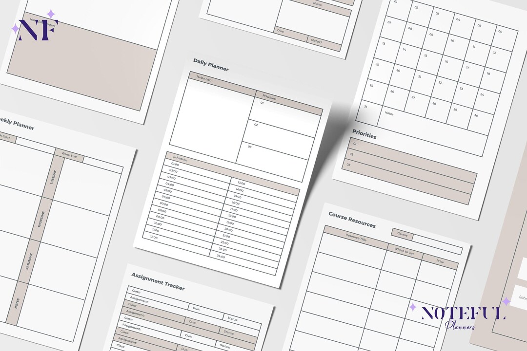 Minimalist Printable Student Planner Bundle Daily Weekly Monthly ...