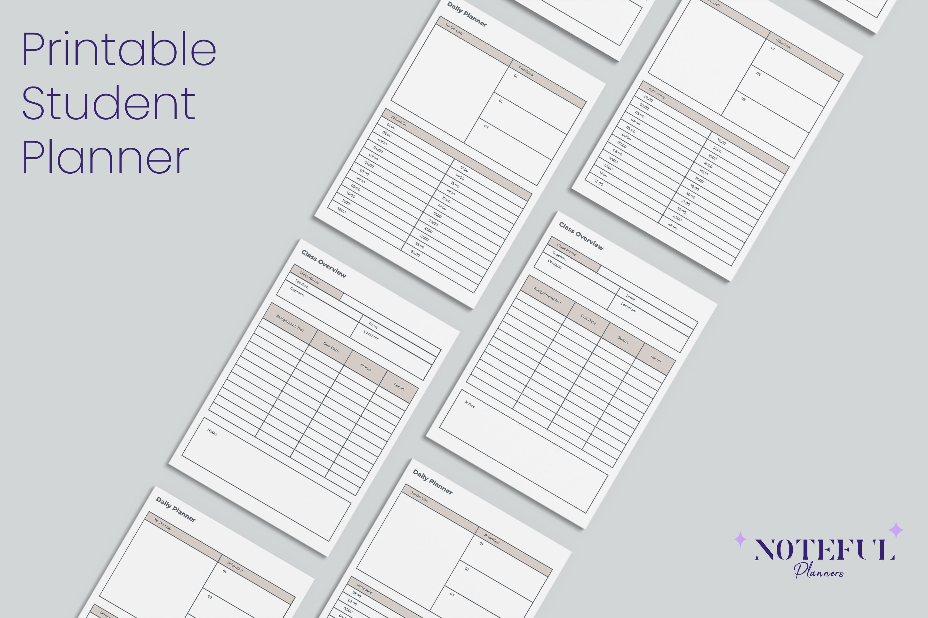 Minimalist Printable Student Planner Bundle Daily Weekly Monthly ...