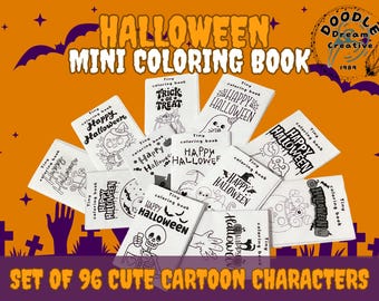 96 Halloween Coloring Pages, Mini Coloring Book (Printable PDF)
