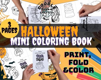 Halloween Mini Coloring Book, Coloring Book for Kids Preschool, Halloween Cute Coloring Pages (Printable PDF)