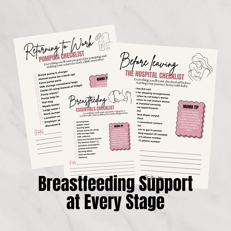 Digital New Mom Survival Checklist Bundle | Postpartum, Breastfeeding, Newborn Essentials & Diaper Bag Cheat Sheet | Printable PDF Download image 5