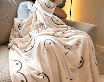 Boobie Blanket | Breastfeeding Mom Gift | Neutral Fleece Throw Blanket | Cozy Postpartum Gift | Baby Shower Gift for New Mom