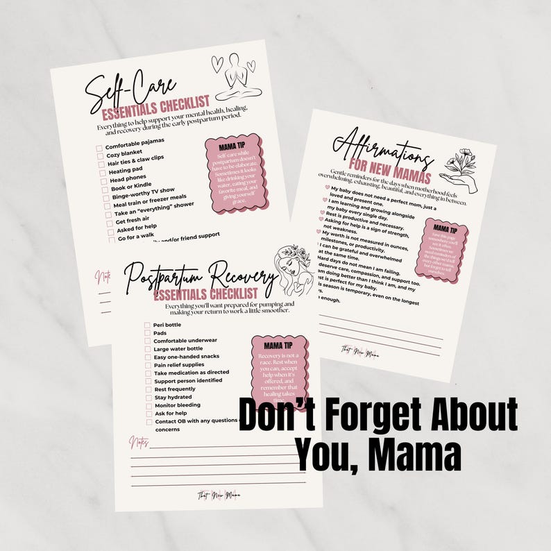Digital New Mom Survival Checklist Bundle | Postpartum, Breastfeeding, Newborn Essentials & Diaper Bag Cheat Sheet | Printable PDF Download image 6