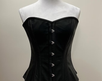 Real Leather Overbust Steel Boned Corset – Front Busk | Waist Trainer | Sizes 24&quot;, 26&quot;, 28&quot;