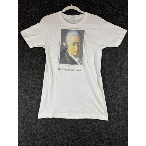Vintage 70s Wolfgang Amadeus Mozart T Shirt Mens White Single Stitch Tee USA