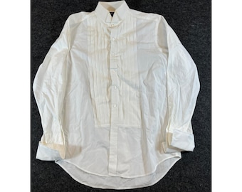 Vintage Ralph Lauren Purple Label Smokinghemd aus den 90er Jahren, plissiert, Herrengröße 16, Weiß