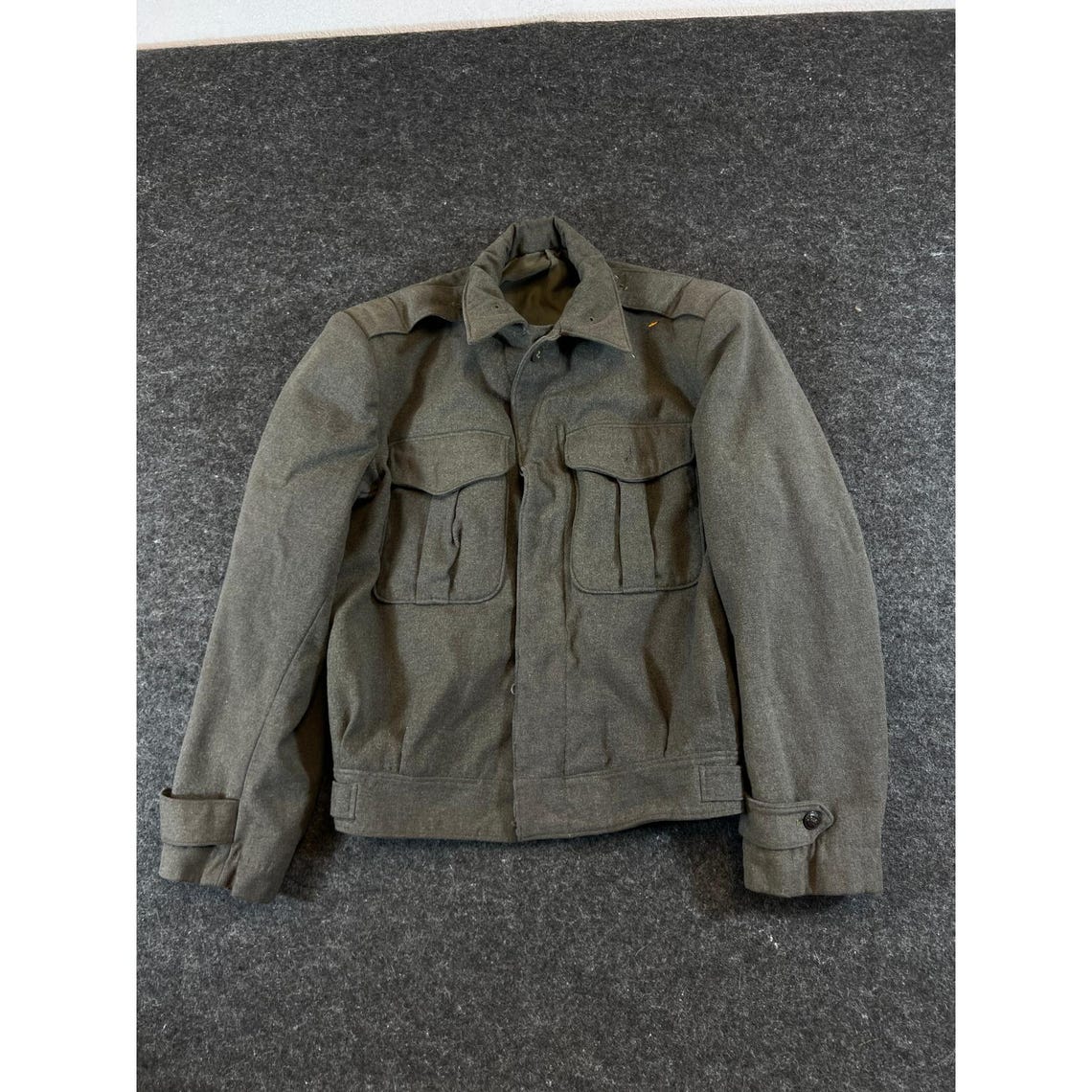Vintage 80s Military Wool Ike Field Jacket Cropped Utility Coat Mens Small Green, Foto 1 von 5