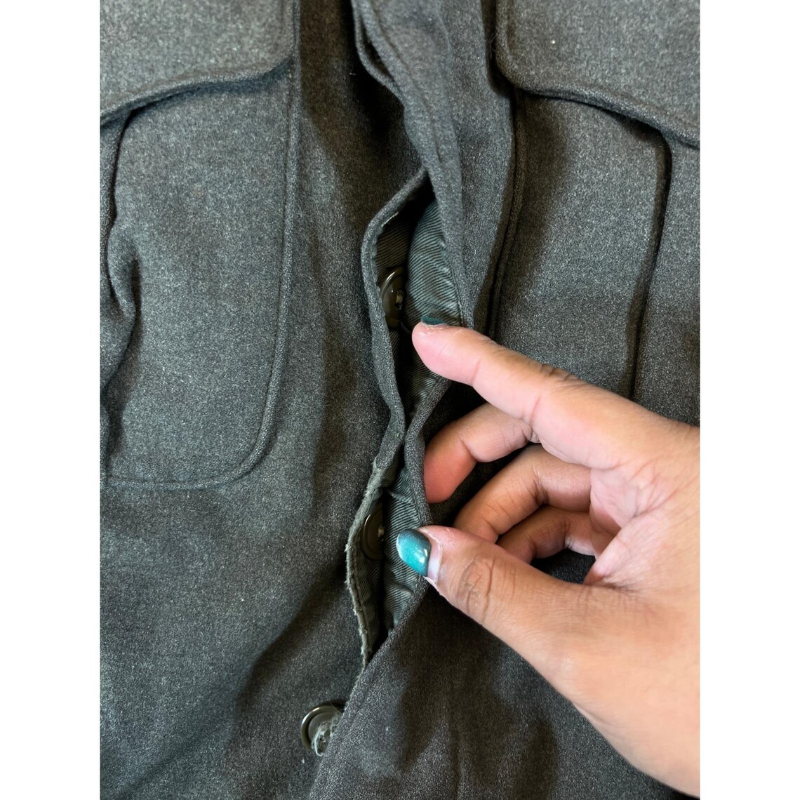 Vintage 80s Military Wool Ike Field Jacket Cropped Utility Coat Mens Small Green, Foto 3 von 5