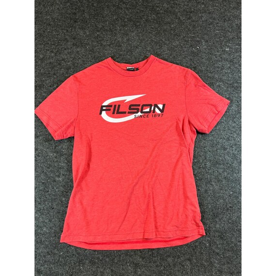 Filson, Vintage 90s Filson Alaska Outfitter Graphic T-Shirt Mens Medium Red Fish Hook