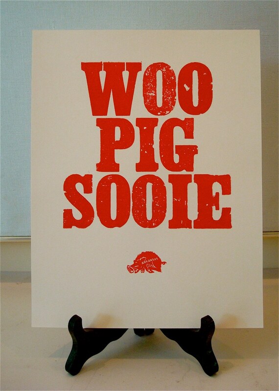 Items similar to Woo Pig Sooie Arkansas Razorback Letterpress Print