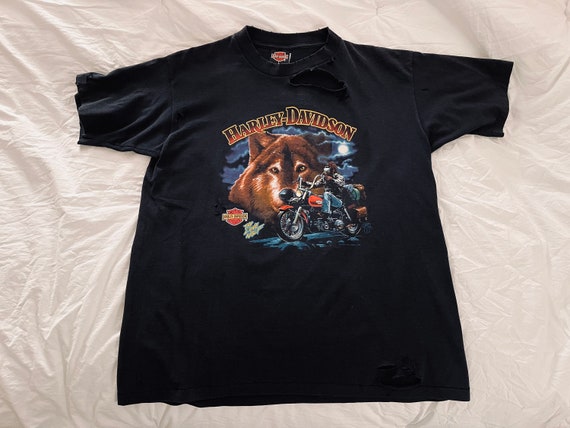80s USA製 HARLEY-DAVIDSON THE LONE WOLF Vintage Harley Davidson the Lone Wolf Shirt - Etsy