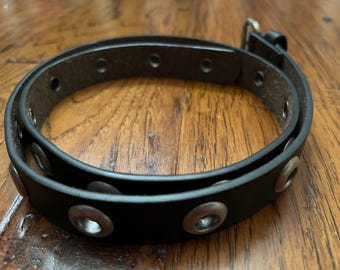 Black Vegan Leather Grommet Belt, XS-M