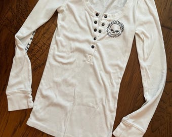 Harley Davidson Ribbed Long Sleeve Skull Henley