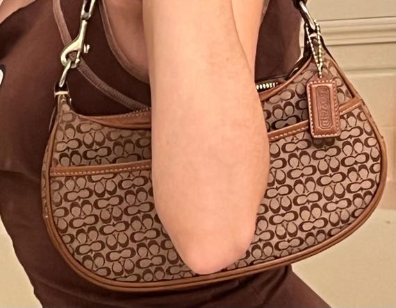 Vintage Coach Denim Monogram Shoulder Bag - Etsy