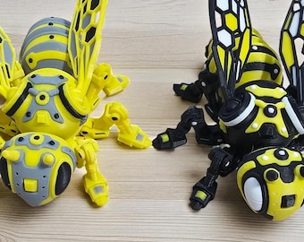 Cyber Bee – 3D Printed – Futuristic Articulated Insect Toy
