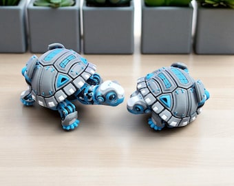 Robotic Turtle Toy 3D Printed – Articulated Mech Tortoise, Futuristic Desk Companion