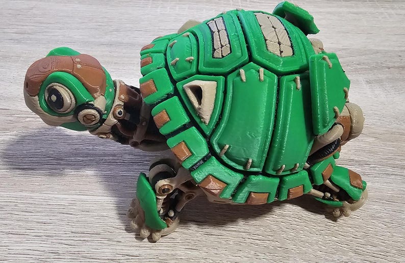 Mech Turtle Shell Robotic Turtle Toy 3D Printed – Articulated Mech Tortoise, Futuristic ...