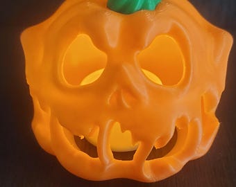 Horror Pumpkin Tea Light Holder 3D Printed – Spooky Halloween Jack-O’-Lantern Decor (3.5")