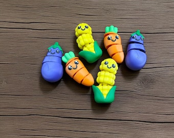 Veggie Toys 3D Printed – Adorable Articulated Carrot, Corn & Eggplant Fidget Collectibles