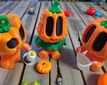 Blob Lab Pumpkins 3D Printed – Cute Halloween Pumpkin Figures (3.5"x2"x2")