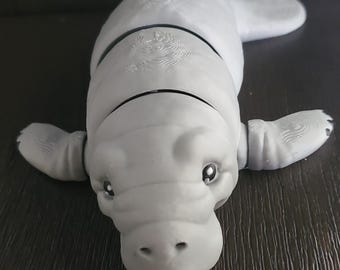 Manatee Articulated Toy 3D Printed – Flexi Sea Cow Ocean Figurine (9.5")