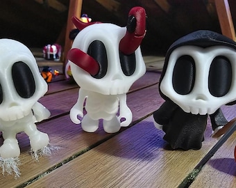 Blob Lab Skeletons 3D Printed – Cute & Creepy Halloween Toys (3.5"x2"x2")