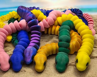 Snake Fidget Toy 3D Printed – Articulated Reptile Figurine, Sensory Stress Relief Desk Toy