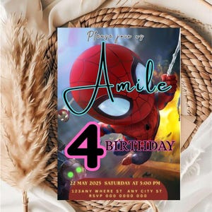 Spiderman Birthday Invitation Editable and Printable Template, Spiderman Fun Party Invite, Spiderman Mobile Invitation, Spidey Kids Invite.
