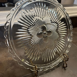 Vintage Indiana Glass, Three Footed Cake Plate