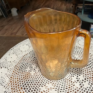 Jeannette Iridescent carnival glass pitcher