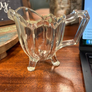 Vintage  Three Footed Indiana Glass Creamer,  4&quot; H.