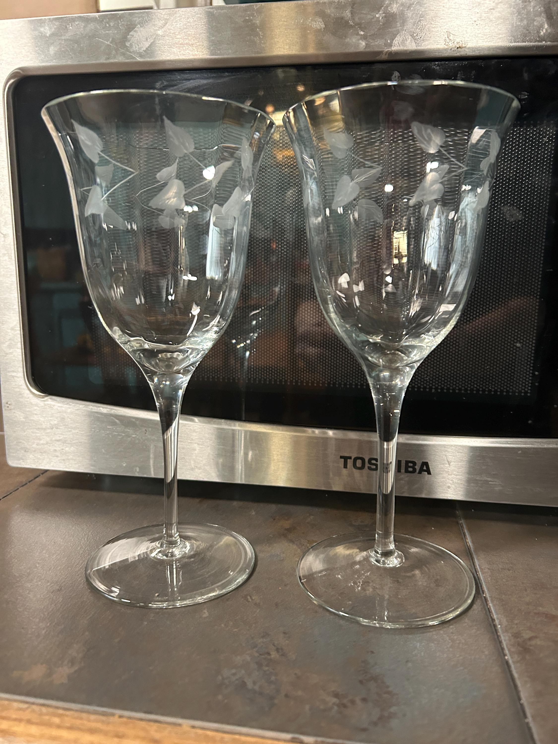 Leaf Etched Crystal Goblet - Etsy