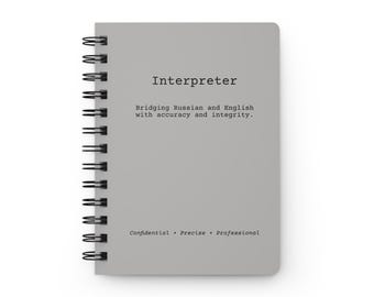 Cuaderno de intérprete con encuadernación en espiral / Apuntes de traducción en inglés y ruso