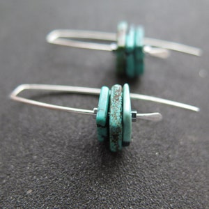 turquoise earrings. sterling silver earrings. December birthstone jewelry. natural turquoise gemstones. image 1