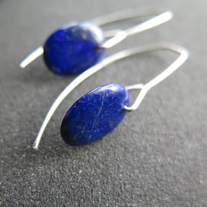 modern lapis lazuli earrings. royal blue drop earrings. real lapis jewelry. cobalt blue jewellery.