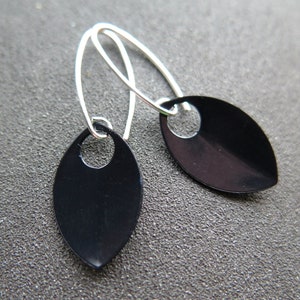 black dangle earrings. modern anodized aluminum jewelry. splurge.