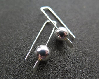small silver earrings. simple modern jewelry. 1 inch earrings. made in Calgary
