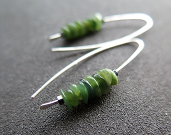 Canadian jade earrings. forest green jade jewelry. natural stone earrings.